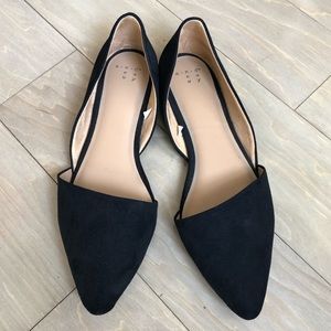 Faux Suede Black Flats